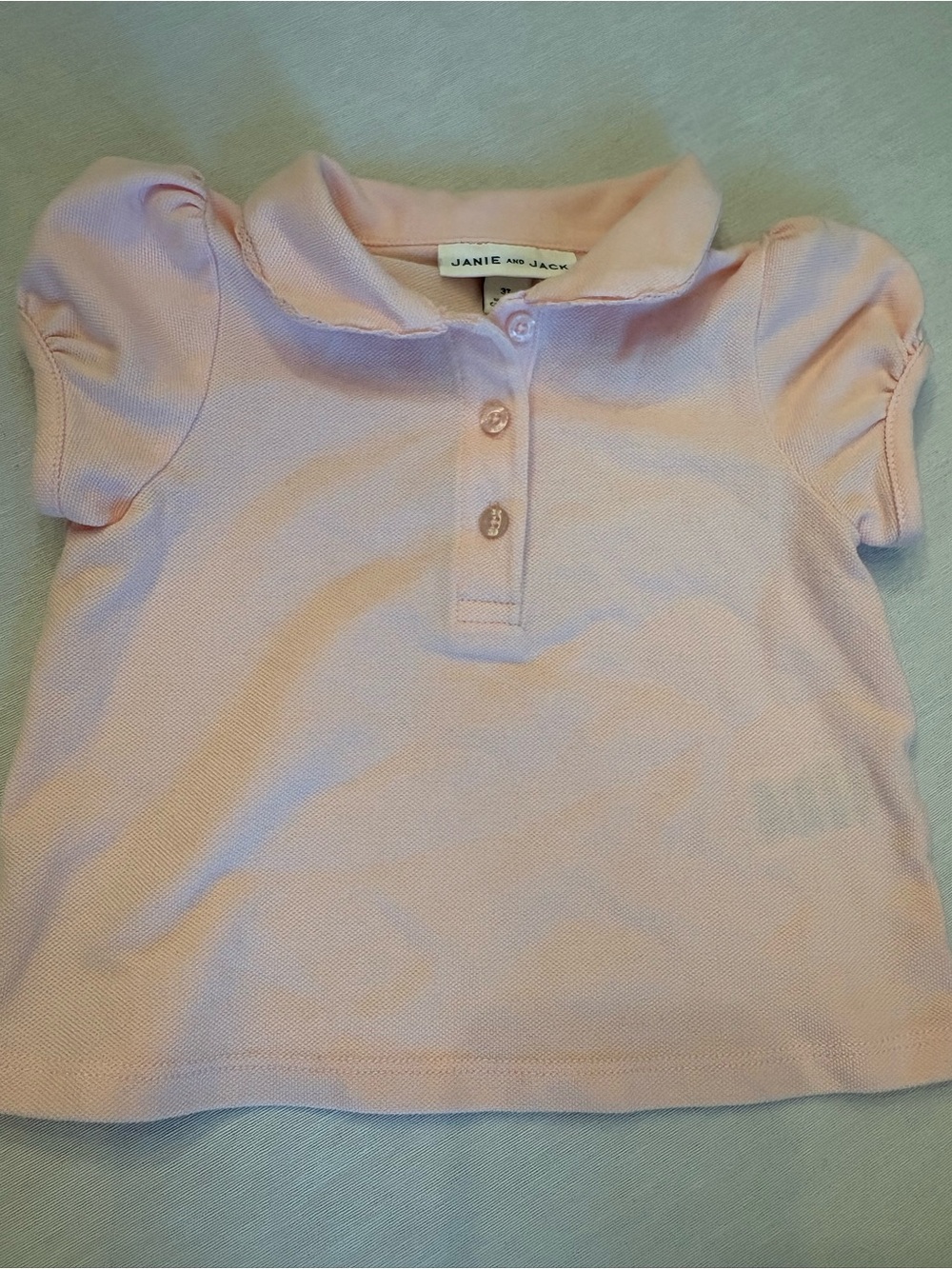 Janie and Jack Light Pink Polo with Puff Sleeves